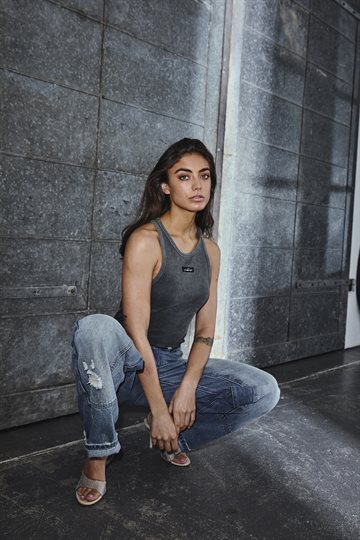 Haute L \' Amitié - Acid Rib Badge Tank - Black Acid Wash