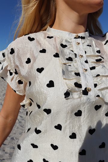 Liberté - Tia Frill Blouse - Creme Black Heart