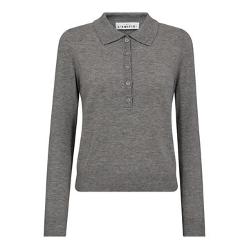 Haute L \' Amité - Premiere LS Polo Knit - Mid Grey