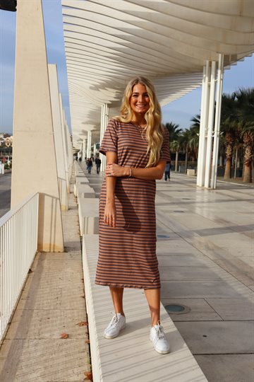 Liberté - Alma T-Shirt Dress - Brown Stripe