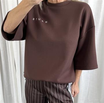 Haute L\' Amitié - Maxi Spilt SS Logo Sweat - Mocca