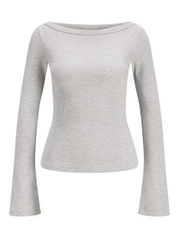 JJXX - Fifi Str 3/4 Boatneck Ls Wide Top - Light Grey Melange