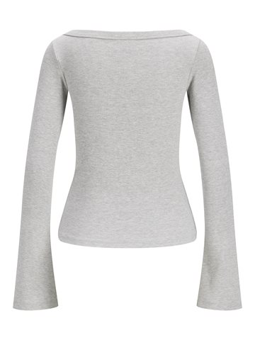 JJXX - Fifi Str 3/4 Boatneck Ls Wide Top - Light Grey Melange