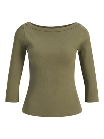 JJXX - Fifi Str 3/4 Boatneck Top - Burnt Olive