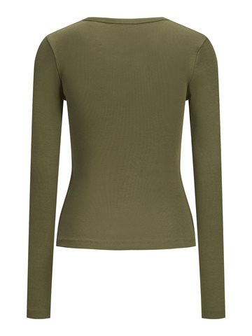 JJXX - Freya Str Ls V-Neck Top - Burnt Olive