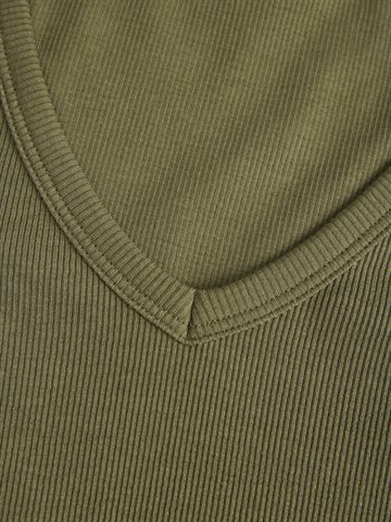 JJXX - Freya Str Ls V-Neck Top - Burnt Olive