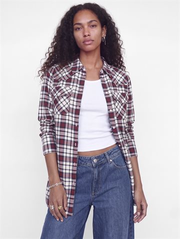JJXX- Jamie Flannel Ls Waist Shirt - Madder Brown Check