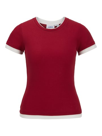 JJXX - Henna Str SS Contrast Tee - Scarlet Sage