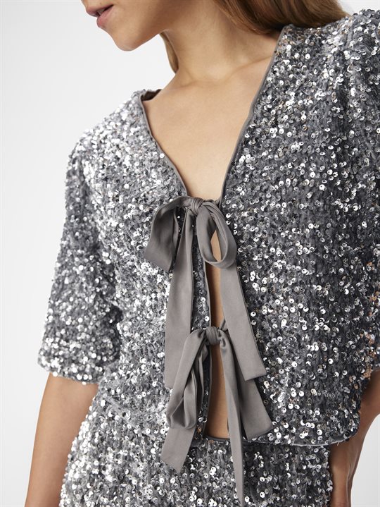 Object - Kinne 2/4 Tie Top - Silver Sequin