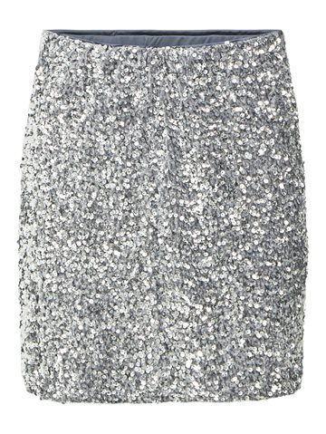 Object - Kinne HW Mini Skirt - Silver Sequin