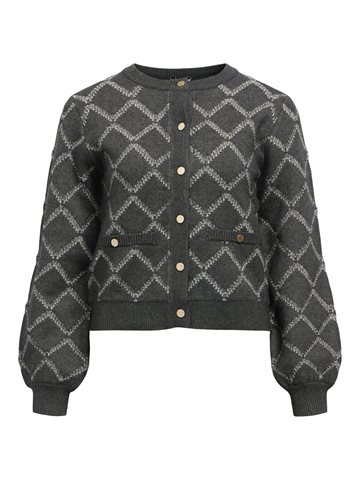 Object - Piluna Ls Knit Cardigan - Dark Grey Melange