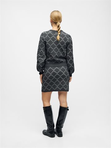 Object - Piluna Ls Knit Cardigan - Dark Grey Melange
