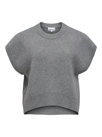 Object - Itone Sl Lo Knit Vest - Medium Grey Melange