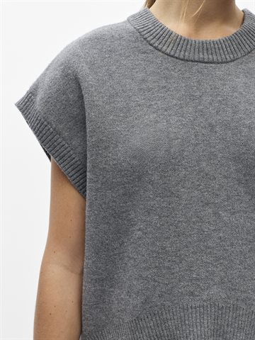 Object - Itone Sl Lo Knit Vest - Medium Grey Melange