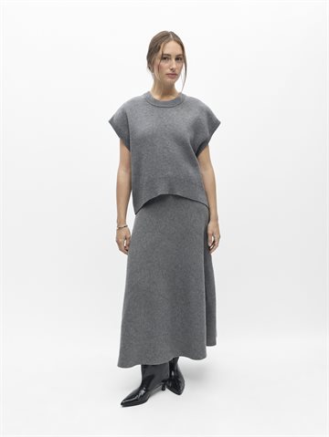 Object - Itone Sl Lo Knit Vest - Medium Grey Melange
