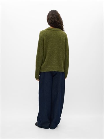 Object - Melea Ls Knit Pullover - Olive Melange