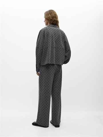 Object - Maxine LS High Neck Shirt - Gun Metal Black Dots