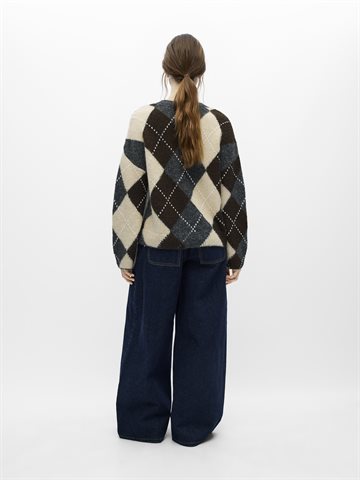 Object - Brenda O-Neck Pullover - Grey Melange Seal Brown