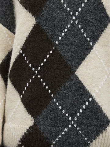 Object - Brenda O-Neck Pullover - Grey Melange Seal Brown