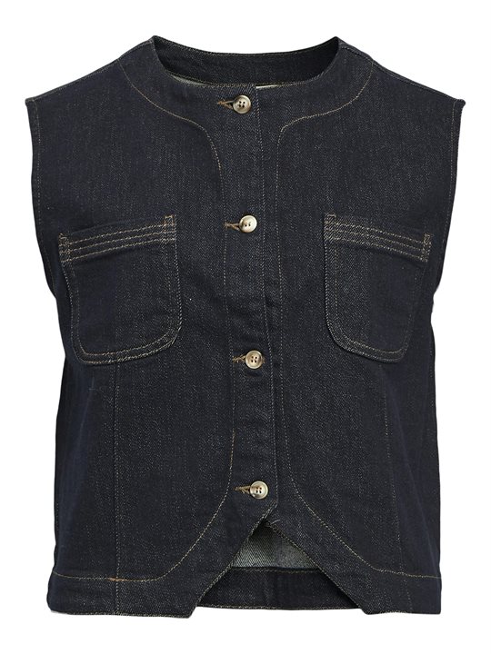Object - Camilla Denim Waistcoat - Dark Blue Denim