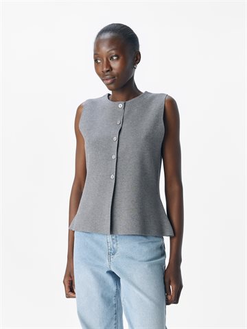 Object - Reynard Knit Vest - Medium Grey Melange