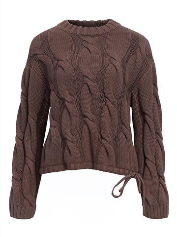 Object - Bay Ls Knit Pullover - Seal Brown