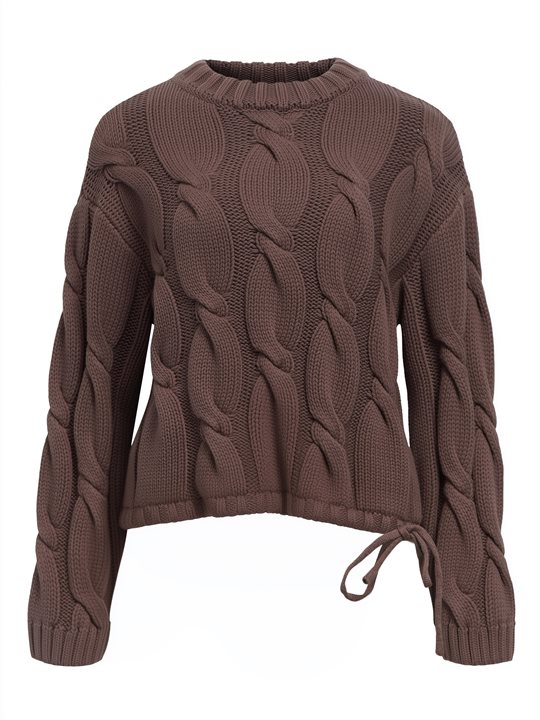 Object - Bay Ls Knit Pullover - Seal Brown