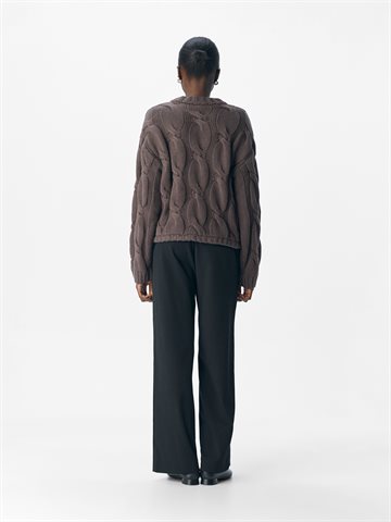 Object - Bay Ls Knit Pullover - Seal Brown
