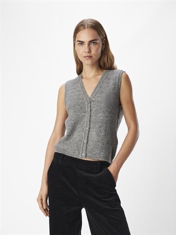 Object - Diana V-Neck Vest - Medium Grey Melange