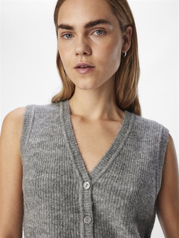 Object - Diana V-Neck Vest - Medium Grey Melange