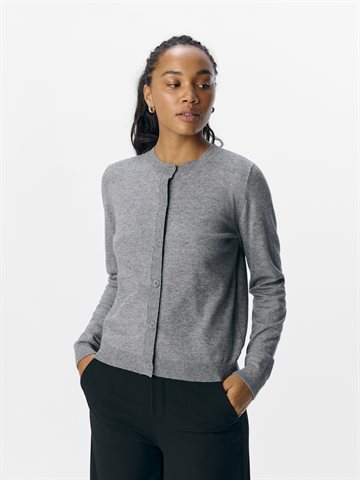 Object - Thess Ls Short Cardigan - Medium Grey Melange