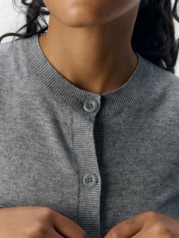Object - Thess Ls Short Cardigan - Medium Grey Melange