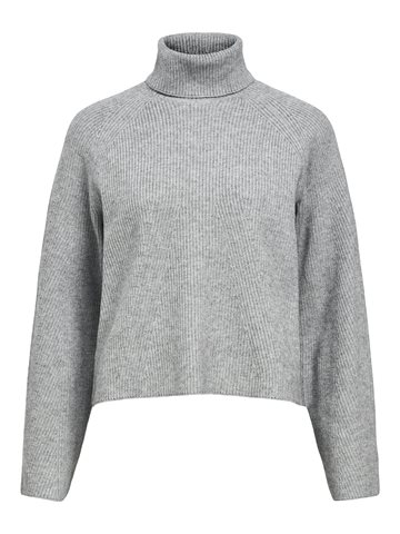 Object - Viola Ls Rollneck Knit - Grey Melange