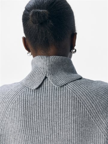 Object - Viola Ls Rollneck Knit - Grey Melange