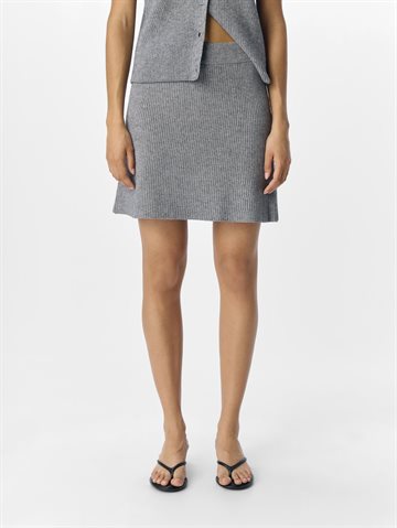 Object - Viola Mw Short Knit Skirt - Grey Melange