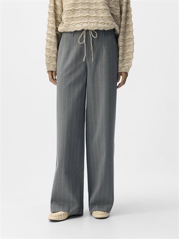 Object - Lisa Wide Pant - Medium Grey Melange Humus Pins