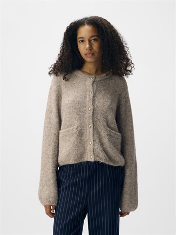 Object - Saggia LS Knit Cardigan - Humus Melange