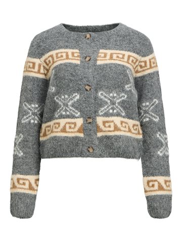 Object - Galia Ls Knit Cardigan - Medium Grey Melange