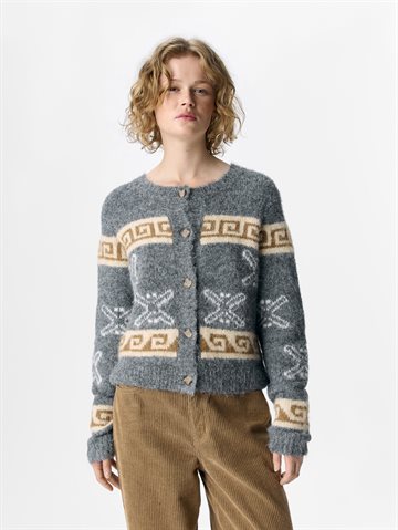 Object - Galia Ls Knit Cardigan - Medium Grey Melange