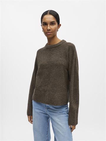 Object - Juno Ls O-Neck Knit - Morel Melange