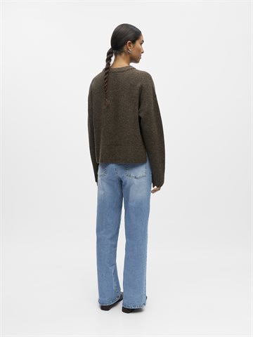 Object - Juno Ls O-Neck Knit - Morel Melange