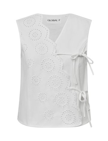 Global F - Ciana Scallop Top - White