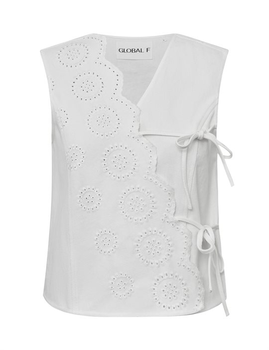 Global F - Ciana Scallop Top - White