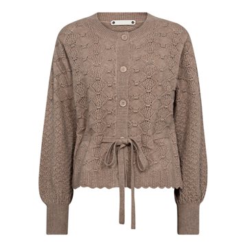 Co' Couture - Row Pointelle Tie Cardigan - Champagne