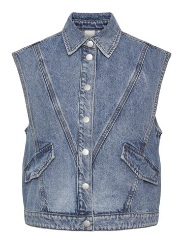 Y.A.S - Daisy SL Denim Waistcoat - Light Blue