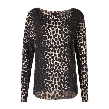 Liberté - Alma LS Top FLEECE - Dark Brown Lux Leo