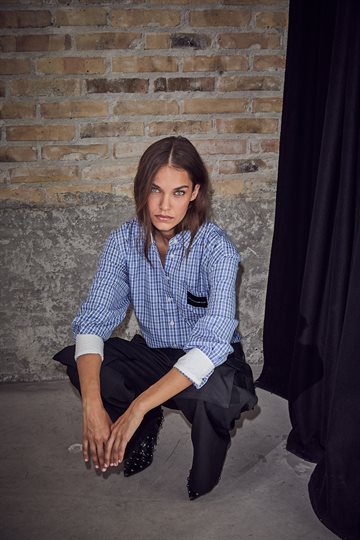 Haute L\' Amitié - Contrast Color Check Shirt - Blue