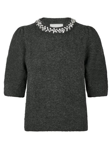 Neo Noir - Maia Stone Knit Blouse - Antracit Melange