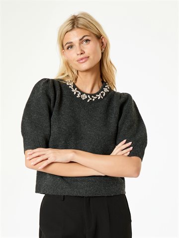 Neo Noir - Maia Stone Knit Blouse - Antracit Melange