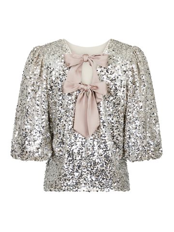 Neo Noir - Lorraine Sequins Blouse - Pale Gold